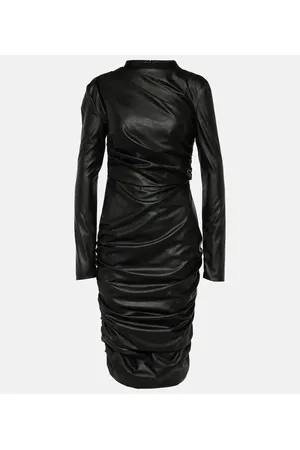 Tom Ford Vestido midi de piel sintética fruncido