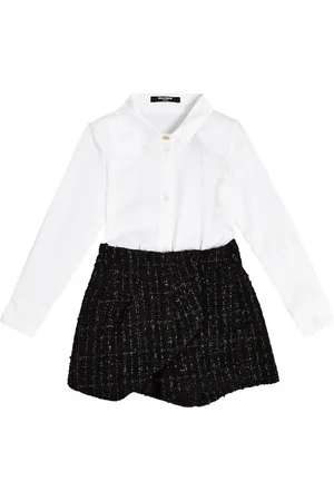 Balmain Vestido camisero de lana y algodón