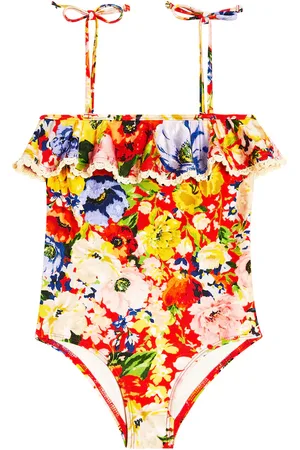 ZIMMERMANN Bañador Alight floral con volantes