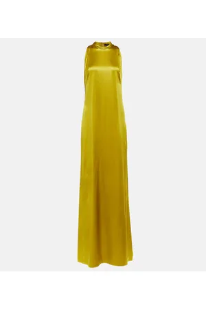 Max Mara Vestido Hoyo en satén de seda