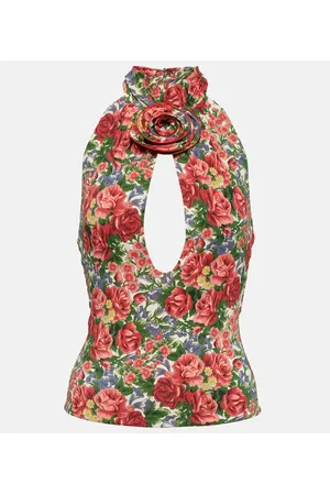 MAGDA BUTRYM Top floral con cuello halter