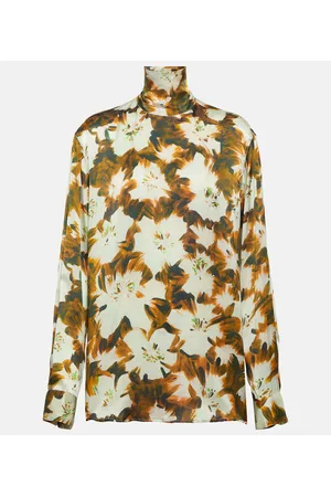 DRIES VAN NOTEN Top Contisy de seda floral
