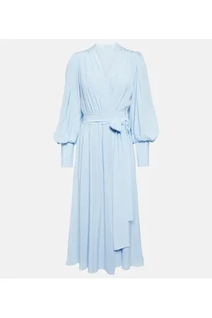 Costarellos Vestido midi de seda drapeado