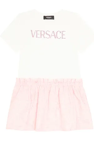 VERSACE Vestido en mezcla de algodón con logo