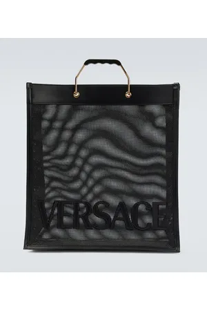 VERSACE Tote Shopper con ribetes de piel