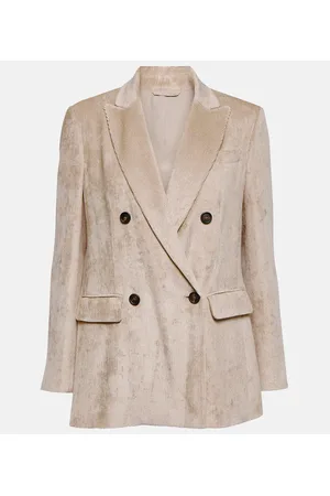 Brunello Cucinelli Blazer cruzado en pana de terciopelo