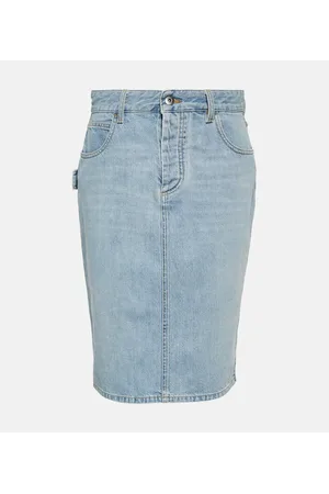 Bottega Veneta Falda lápiz en denim con tiro alto