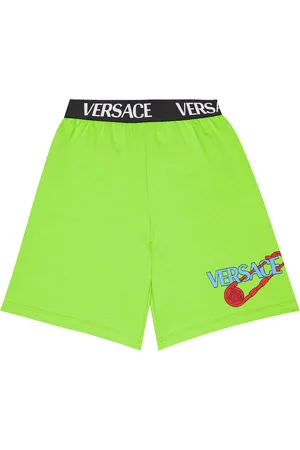 VERSACE Shorts de punto fino de algodón con logo