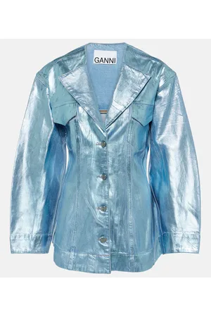 Ganni Blazer Foil de denim metalizado