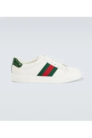 Gucci Zapatillas Ace de piel con Web