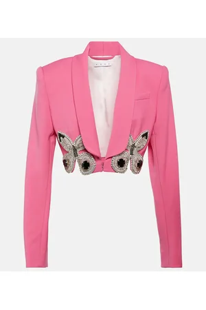 AREA Blazer de lana cropped adornado