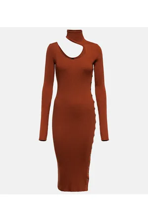 PETAR PETROV Vestido midi Fineas de seda acanalado