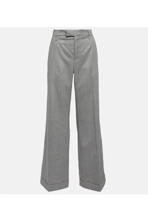 Brunello Cucinelli Pantalones anchos de lana de tiro alto
