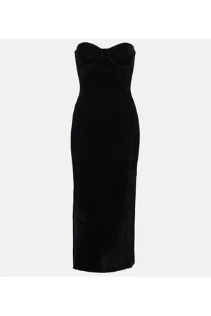 GALVAN Vestido midi Titania de terciopelo