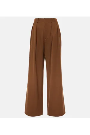 WARDROBE.NYC Pantalones anchos de lana con tiro bajo