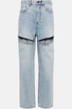 AREA Jeans con aberturas y cristales