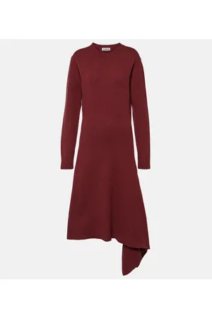 Jil Sander Vestido midi de lana asimétrico