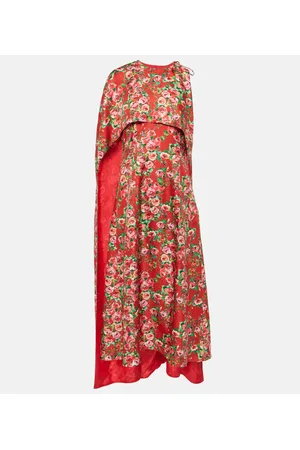 Markarian Vestido midi de seda con capa