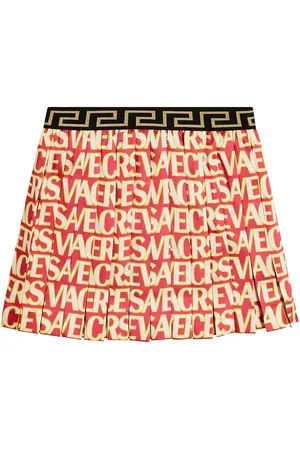 VERSACE Falda plisada con logo y Greca