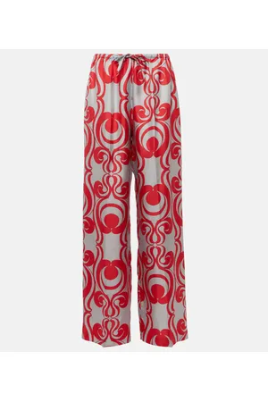DRIES VAN NOTEN Pantalones anchos de seda estampados