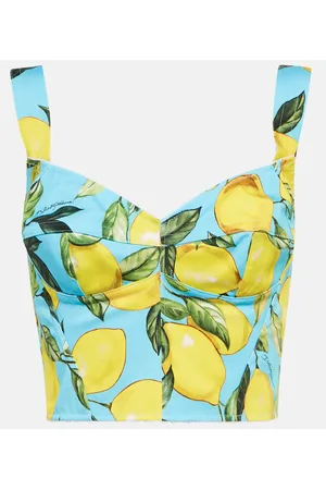 Dolce & Gabbana Top bustier en mezcla de algodón estampado