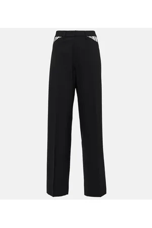 DION LEE Pantalones rectos de lana con aberturas