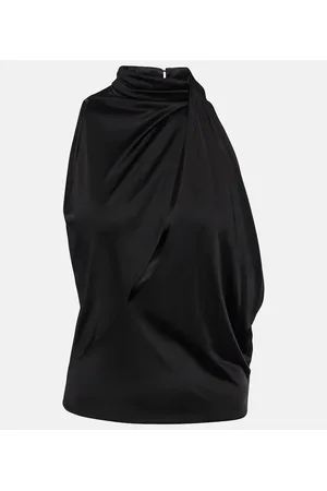 VERSACE Top de satén con cuello alto