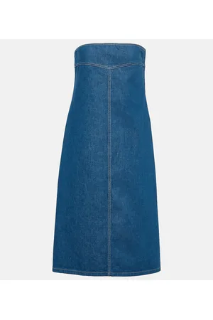 Salvatore Ferragamo Vestido midi en denim sin tirantes