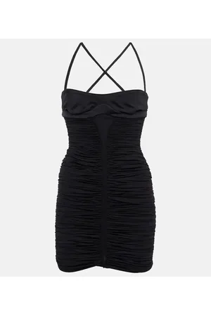MUGLER Vestido corto fruncido cruzado