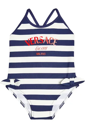 VERSACE Bebé - bañador a rayas con logo