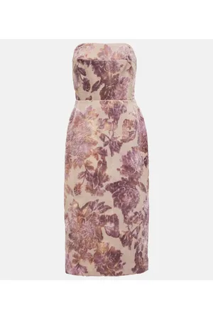 DRIES VAN NOTEN Vestido midi de terciopelo sin tirantes