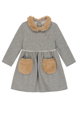 Il gufo Bebé - vestido de algodón con pelo sintético