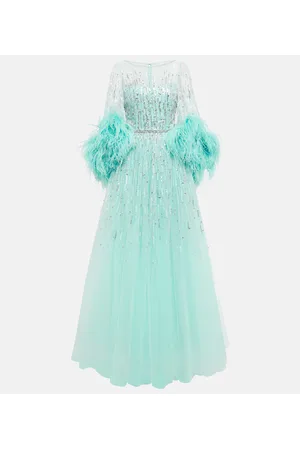 Jenny Packham Vestido de fiesta Imani con plumas