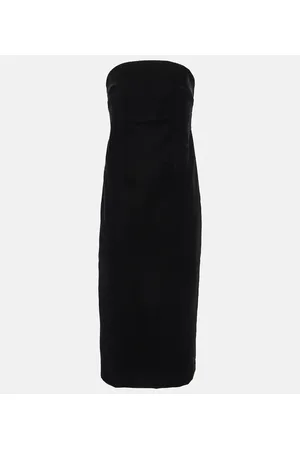 WARDROBE.NYC Vestido midi de terciopelo sin tirantes