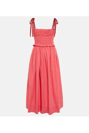 ULLA JOHNSON Vestido midi Akshara de algodón fruncido