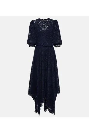Costarellos Vestido midi de encaje con cinturón