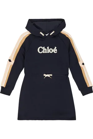 Chloé Chloé Kids Vestido de algodón con logo y capucha