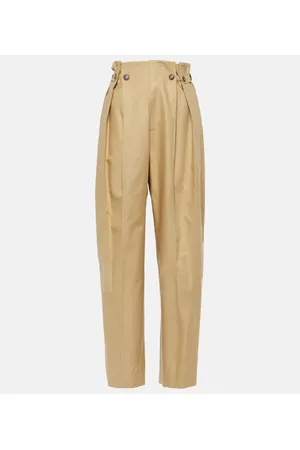 Victoria Beckham Pantalones rectos de algodón fruncido