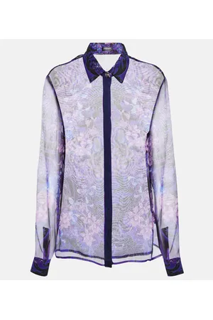 VERSACE Camisa en chifón de seda floral