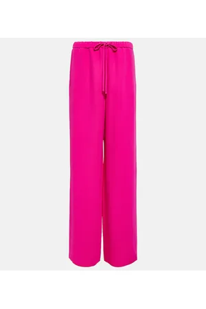 VALENTINO Pantalones de seda anchos de tiro alto