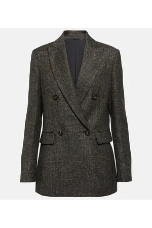 Brunello Cucinelli Blazer cruzado en mezcla de lana virgen