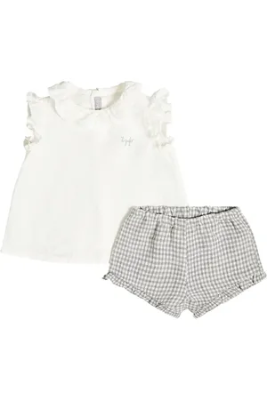 Il gufo Bebé - top y shorts de lino con volantes