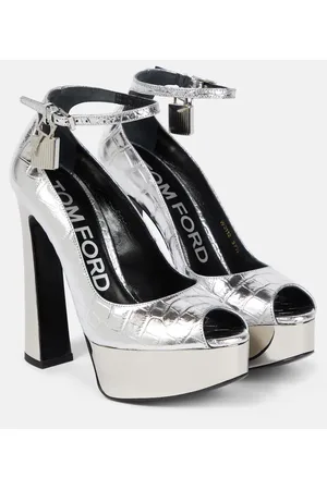 Tom Ford Salones peep-toe en piel metalizada