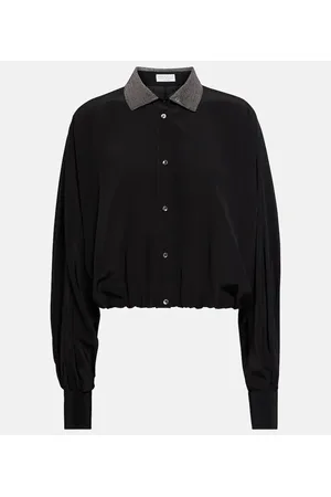 Brunello Cucinelli Blusa de seda adornada