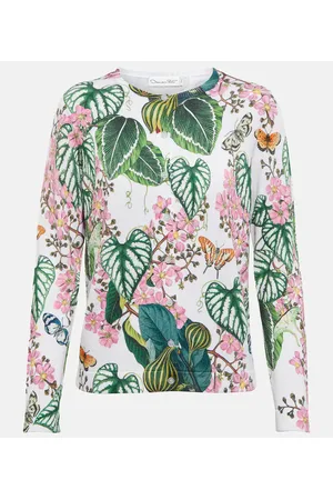 Oscar de la Renta Cárdigan en mezcla de algodón floral