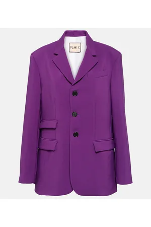 Plan C Blazer de botonadura simple en cady