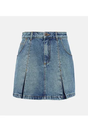 Balmain Minifalda denim plisada
