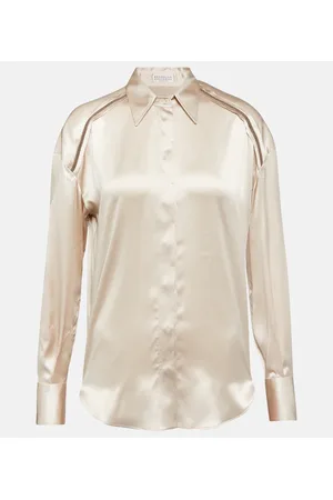 Brunello Cucinelli Camisa de seda adornada