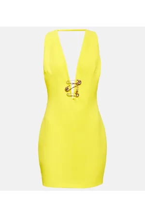 VERSACE Vestido corto Safety Pin de seda