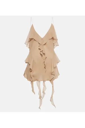Khaite Top Piet de georgette de seda con volantes